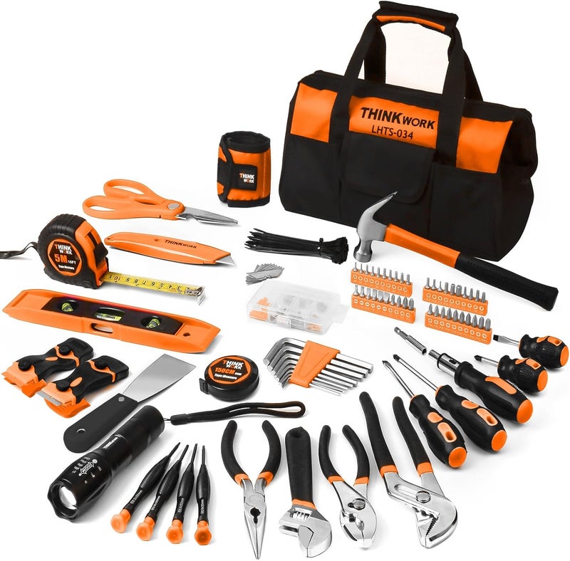 THINKWORK Tool Set - 207 Piece Portable Home Repairing Tool Kit, General Household Hand Tool Set with 13'' Wide Mouth Open Storage Tool Bag, Perfect for DIY, Home Maintenance, Handyman - Gift for Men - Image 1